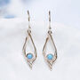 Open Sterling Silver Blue Opal Diamond Drop Earrings, thumbnail 1 of 6