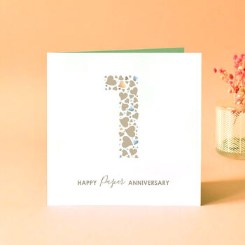 Love Hearts Paper 1st Anniversary Card, 2 of 3
