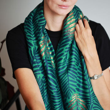 Gold Foliage Palm Leaves Scarf, 7 of 12