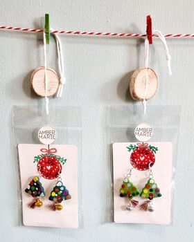 Christmas Colour Tree Painted Earrings With Stand, 11 of 11