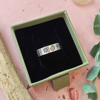 Seaside Themed Silver Band Ring, 2 of 4