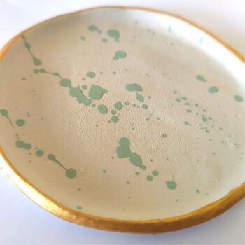 Handmade Green Paint Splatter Ring Dish, 2 of 10