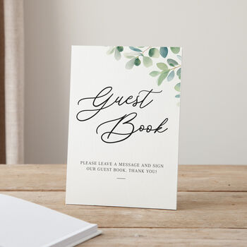 Watercolour Eucalyptus Personalised Initials Wedding Guest Book, 3 of 3