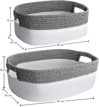 Set Of Two Grey Large Cotton Rope Storage Basket, 6 of 6