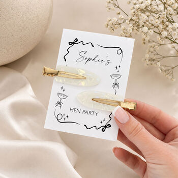 Prosecco And Pearls Hen Do Hair Pearl Clips Hen Party Favour Party Bag Filler, 5 of 8