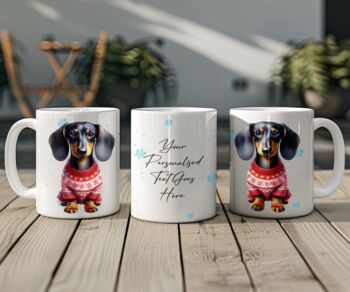 Personalised Dachshund In Christmas Jumper Mug C, 2 of 2
