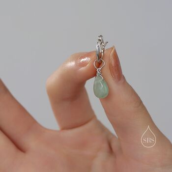 Sterling Silver Natural Faceted Crystal Huggie Hoop Earrings, 5 of 9