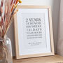 Two Years Together Cotton Anniversary Timeline Print, thumbnail 1 of 3