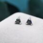 Trillion Cut Mystic Black Cz Stud Earrings, thumbnail 3 of 12