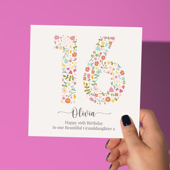 Floral Fun Personalised 16th Birthday Card, 4 of 5