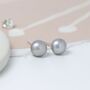Sterling Silver Grey Freshwater Pearl Stud Earrings, thumbnail 5 of 10