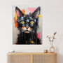 Messy Black Cat Fun Bright Pet Portrait Wall Art Print, thumbnail 1 of 6