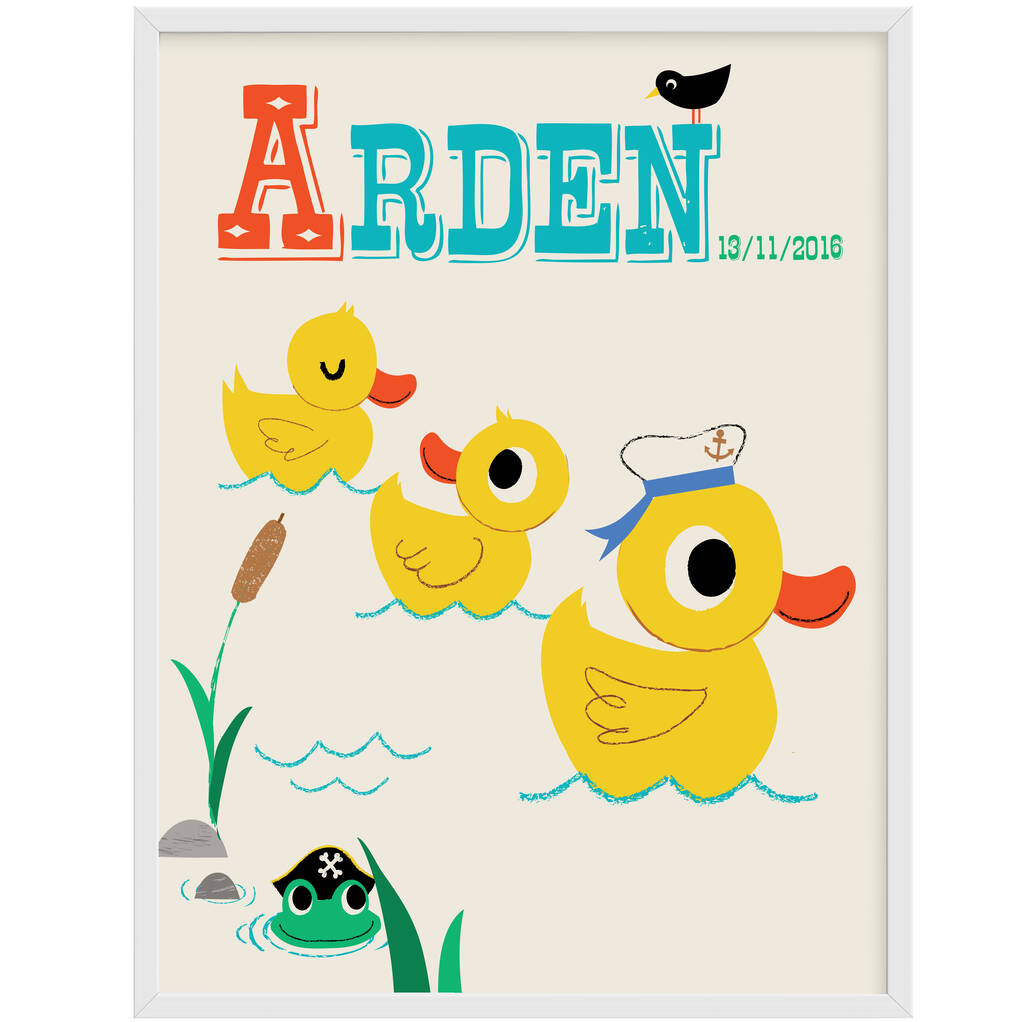 Personalised Baby Ducks Name Birth Print By Ketchup On Everything