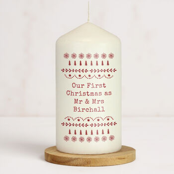 Personalised Christmas Fair Isle Pillar Candle, 4 of 5