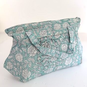 Wash Bag With Handles Aqua Floral Print, 3 of 3