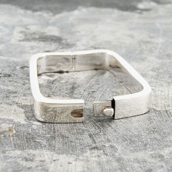 Rectangular Solid Sterling Silver Bangle, 3 of 4