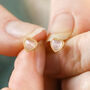 Rose Quartz Heart Stud Earrings In Gold, thumbnail 1 of 4