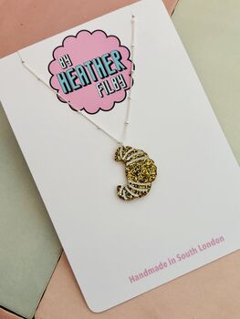 Croissant Glitter Charm Necklace / Bakery Lover Gift / Coffee Shop Lover Gift / French Café Jewellery, 6 of 9