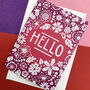 Colourful Flower Hello Greeting Card, thumbnail 1 of 3