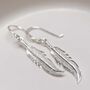 Sterling Silver Dangly Lucky Feather Earrings, thumbnail 5 of 7