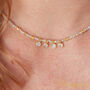 White Moonstone Short Gold And Silver Beaded Charm Necklace, thumbnail 1 of 6