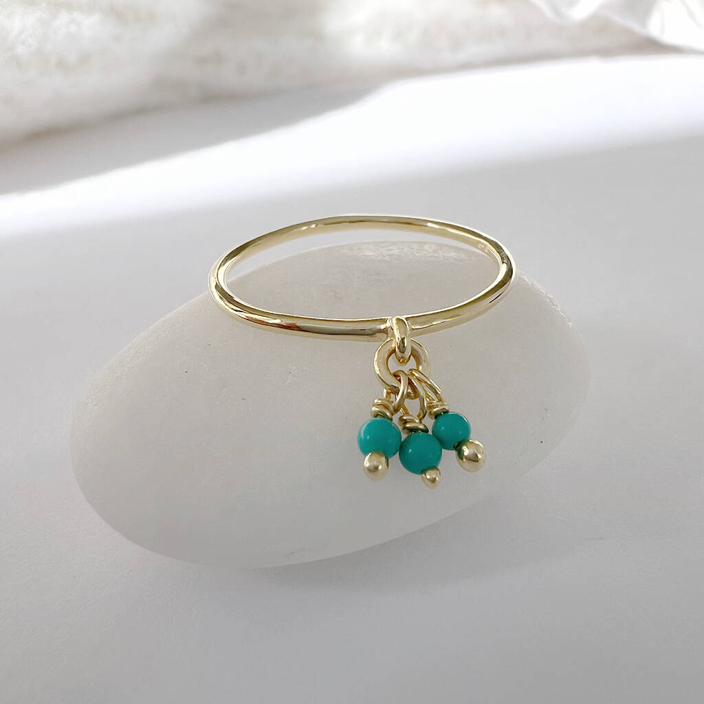 Triple Turquoise Cluster Drop Ring, 1 of 8