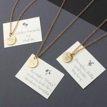 Etched Birth Flower Necklaces, 7 of 12