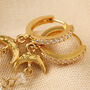 Moon Crystal Drop Huggie Hoop Earrings In Gold Plating, thumbnail 5 of 6
