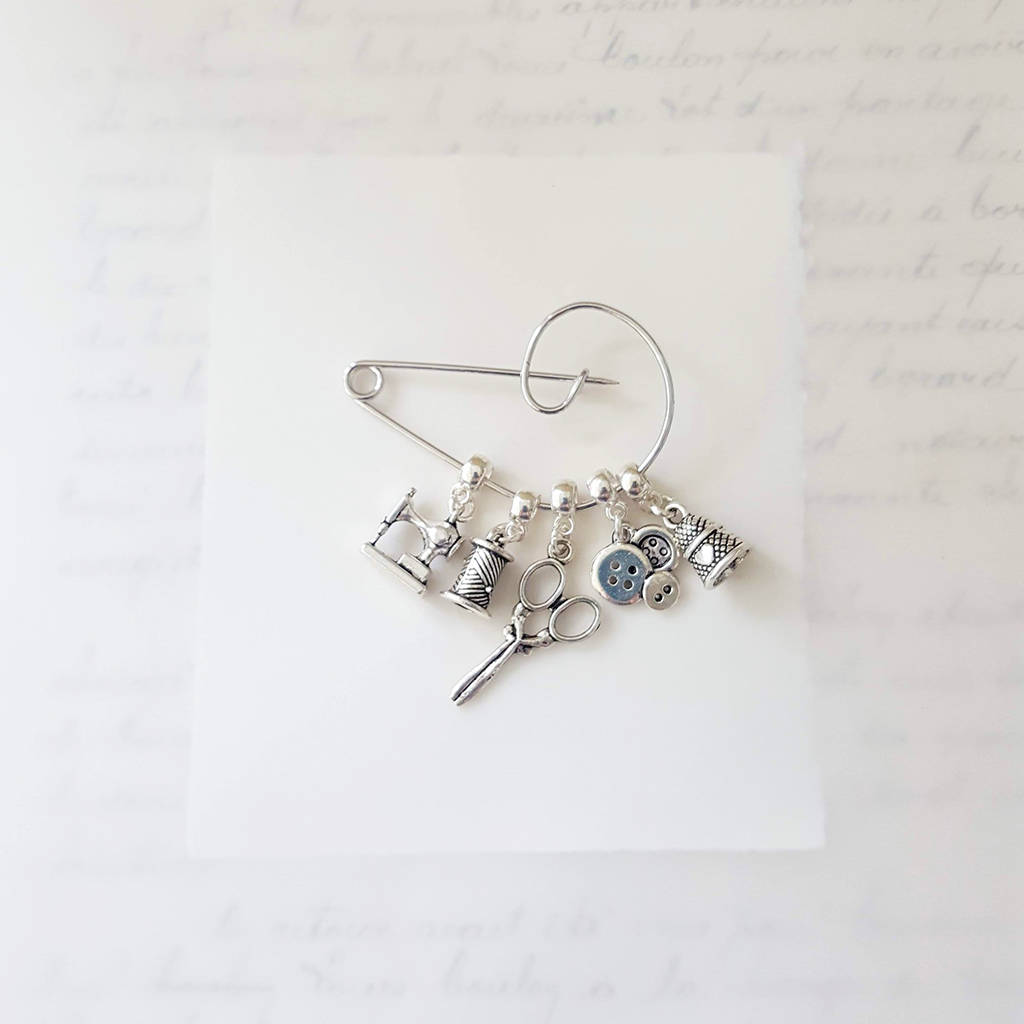 personalised sewing swirl brooch by zamsoe