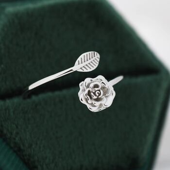 Adjustable Rose Wrap Ring In Sterling Silver, 6 of 10
