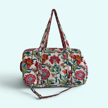 Large Weekend Duffle Bag | Red Block Print Floral, 5 of 6