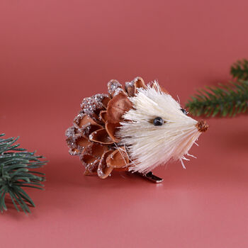 G Decor Set Of Two Handmade Natural Hedgehog Clip On Christmas Decorations, 2 of 5