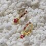 18 K Gold Plated Hot Pink Heart Cz Huggie Earrings, thumbnail 4 of 7