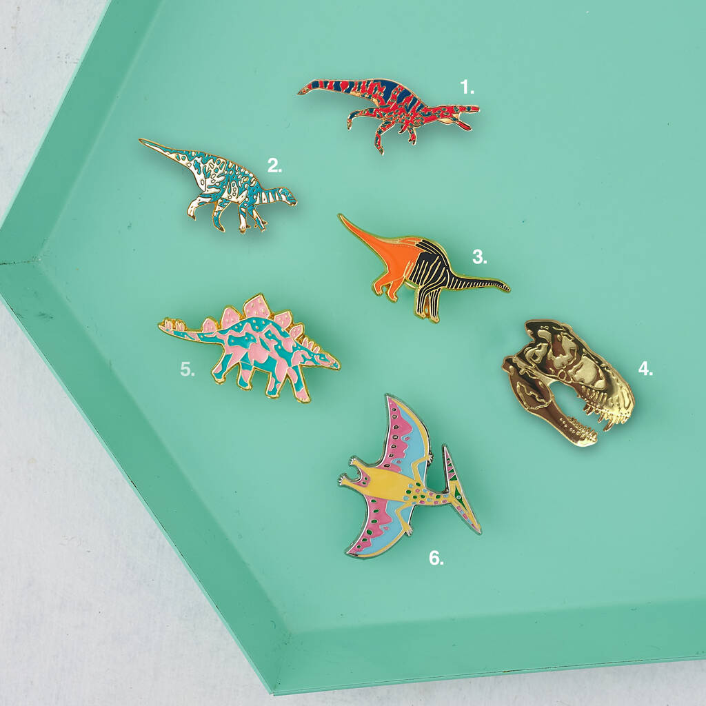 Dinosaur Enamel Pins By James Barker | notonthehighstreet.com