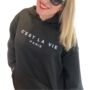 'C'est La Vie' Black Hoodie – Cosy Gift For Her Summer Sale, thumbnail 2 of 4