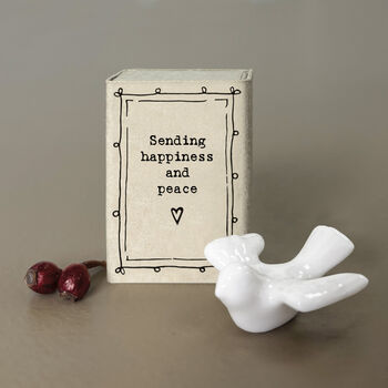 East Of India White Porcelain Dove Matchbox Ornament Boxed Gift Family Keepsake, 2 of 4