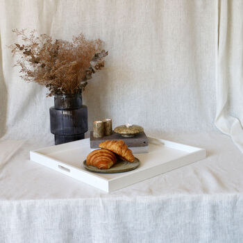 Handmade White Decorative Ottoman Tray With Handles, 2 of 10