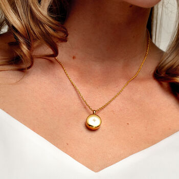 Diamond Round Urn Necklace 18 K Gold Plated Silver, 2 of 9