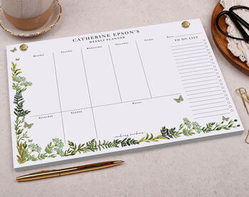 Botanic Butterfly Personalised Weekly Planner Desk Pad, 3 of 4