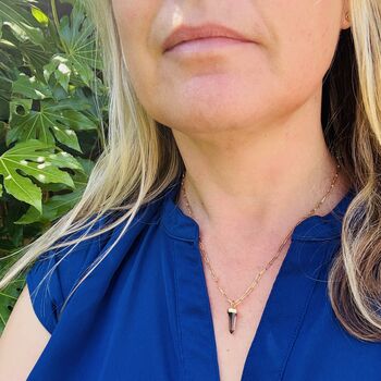 The En Pointe Smokey Quartz Gemstone Necklace, Gold, 6 of 12