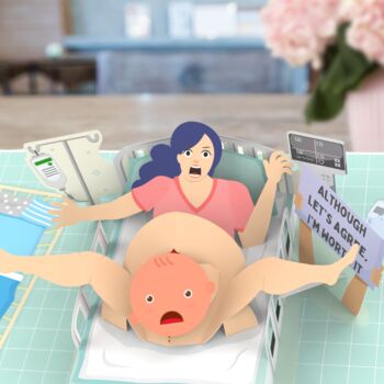 Birthing Mum 3D Pop Up Funny Baby Card, 7 of 8