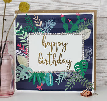 Womens Birthday Card Tropical Plant Theme By Molly Mae