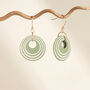 Green And Cream Geometric Circular Earrings • Gold Plated Sterling Silver Hooks, thumbnail 1 of 10