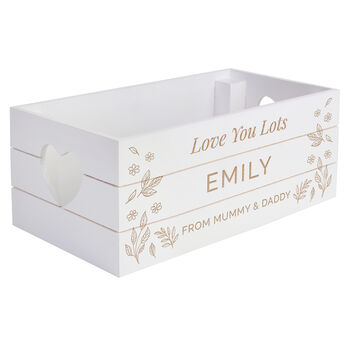 Personalised Text White Wooden Crate Organiser, 6 of 6