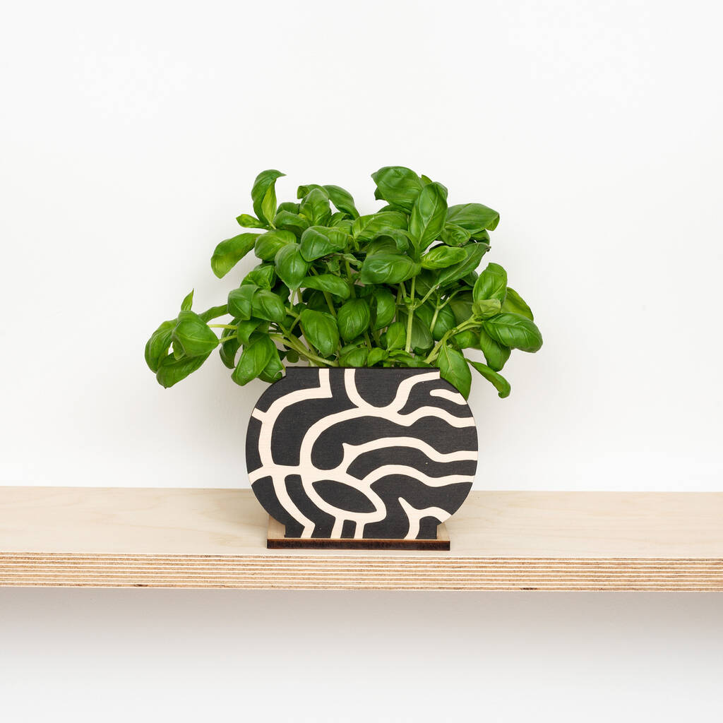 Abstract Plywood Plant Pot Screen 'Shapes' Design, 1 of 5