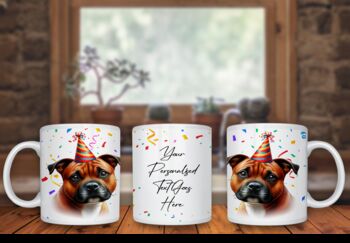 Personalised Staffordshire Bull Terrier Birthday Congratulations Party Mug B, 2 of 2