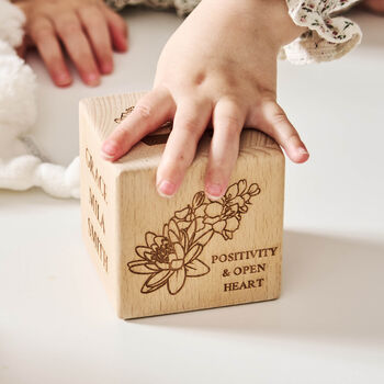 Personalised Birth Flower New Baby Gift Keepsake Block, 11 of 12
