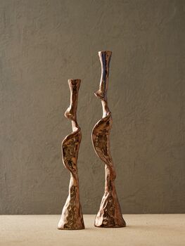 Handmade Black Brass Spiral Candle Holder Set, 4 of 12