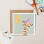Giraffe 2nd Birthday Card, thumbnail 1 of 3