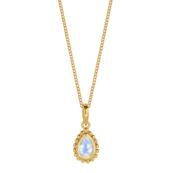 June Birthstone Moonstone Gold Plated Huggie Hoop Earrings, 7 of 12